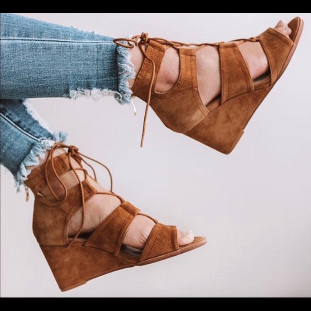 Chinese laundry suede sandal wedges